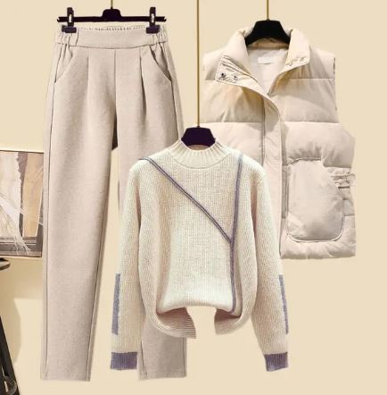 3-teiliges Set: Hose, dicke Weste & Pullover