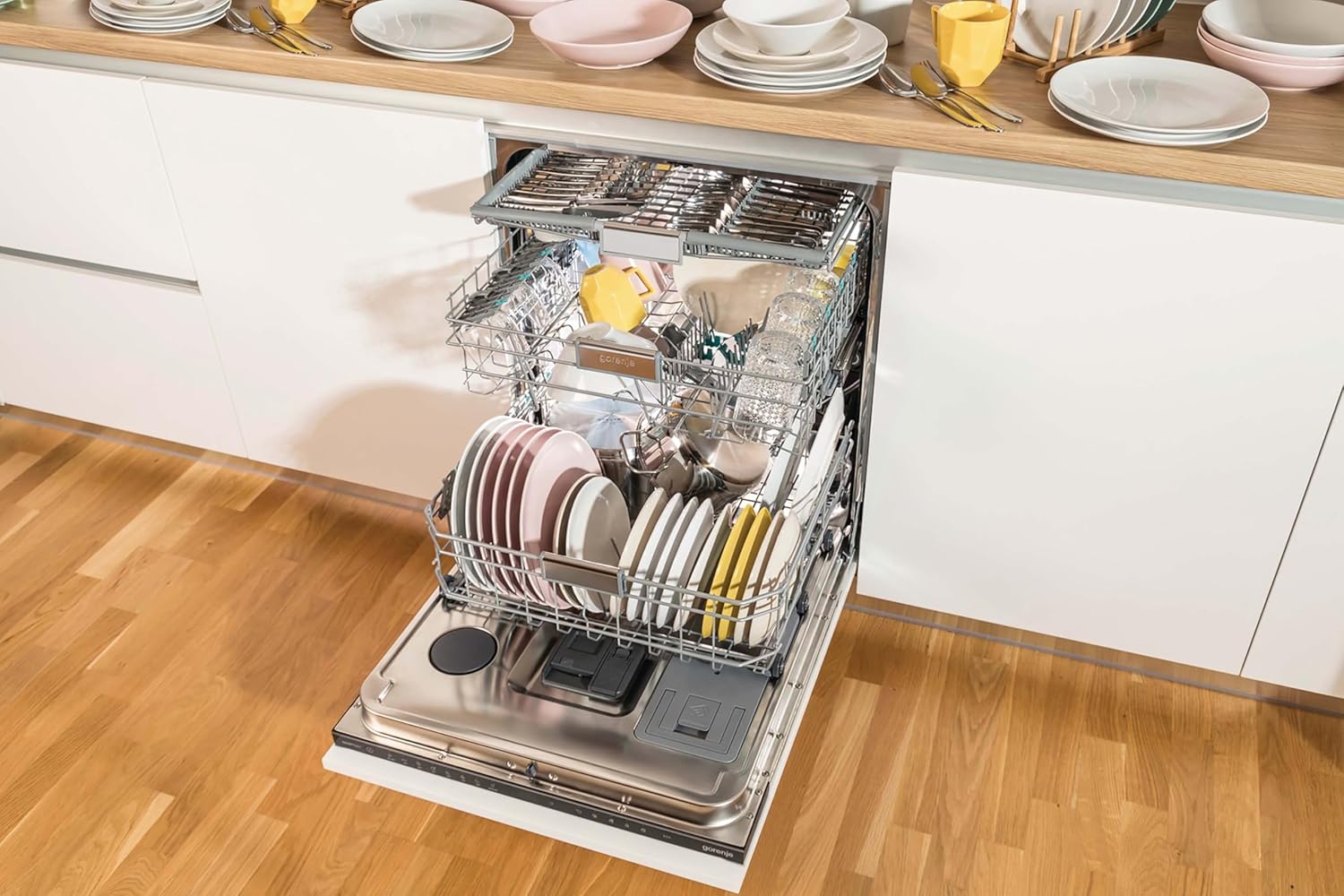 Gorenje GV663A66 Geschirrspüler/Einbaugerät FRONT NICHT ENTHALTEN/Made in EU/60 breite/16 Maßgedecke/8 Programme/TotalDry/Nachtprogramm/Status LED Licht/EEK: A-10%/Einbaumaße (HxBxT): 82 x 60 x 55,5cm