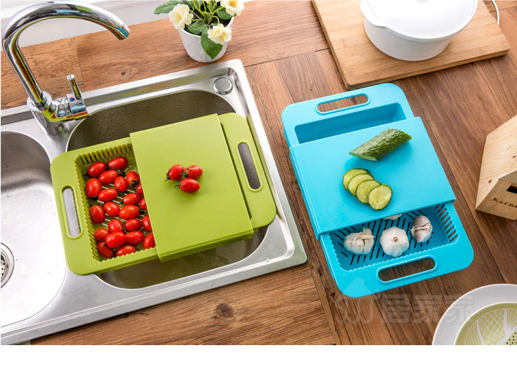 Multifunction Kitchen Cutting Board with Drain Basket & Sink �?Smart Chopping Board for Vegetables, Meat & Meal Prep