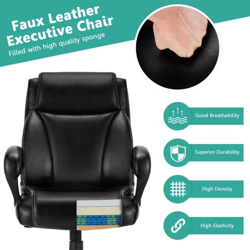 400 Lbs Big Amp Tall Office Chair Leather High Back Executive Chair Wide Seat Swivel Computer Task Desk Chair - Comfortable And Ergonomic Design