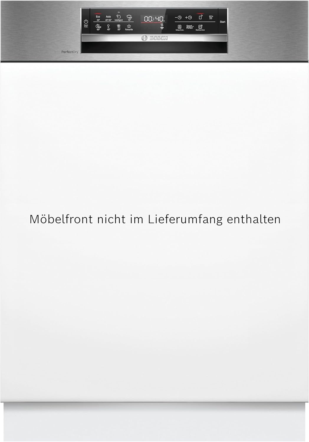 Bosch SMU4ETS08E, Serie 4, Smarter Unterbau-Geschirrspüler 60 cm, Besteckkorb, Spülmaschine mit Programmassistent, besonders Leise, höhenverstellbarer Oberkorb, Automatische Türöffnung, Edelstahl