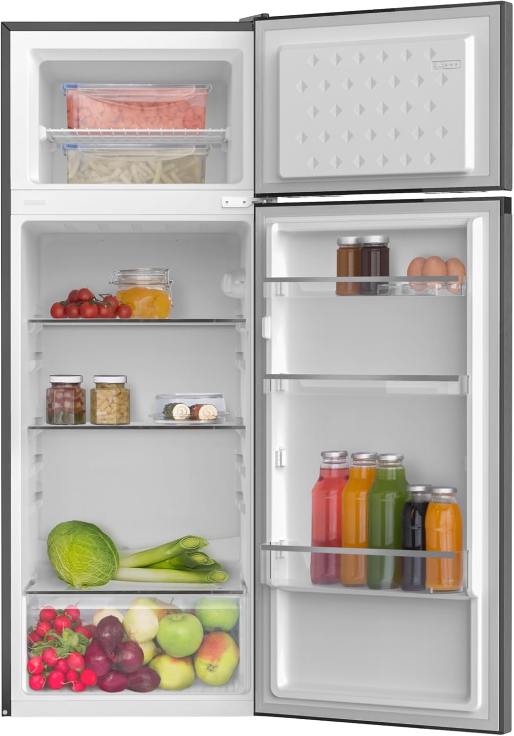 Amica Kühl‑Gefrierkombination freistehend 211 l FrostControl LED Beleuchtung 144 x 54 x 55 cm – Kühl Gefrierkombination Edelstahloptik