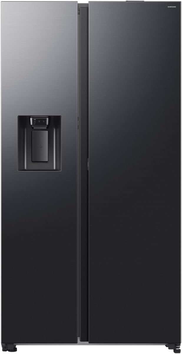 Samsung RS80F64KEFEF Side-by-Side Réfrigérateur congélateur AI 178,4 cm 634 L Distributeur de glace/eau avec raccordement à eau fixe, AI Voice Control & Energy Mode, Black Steel