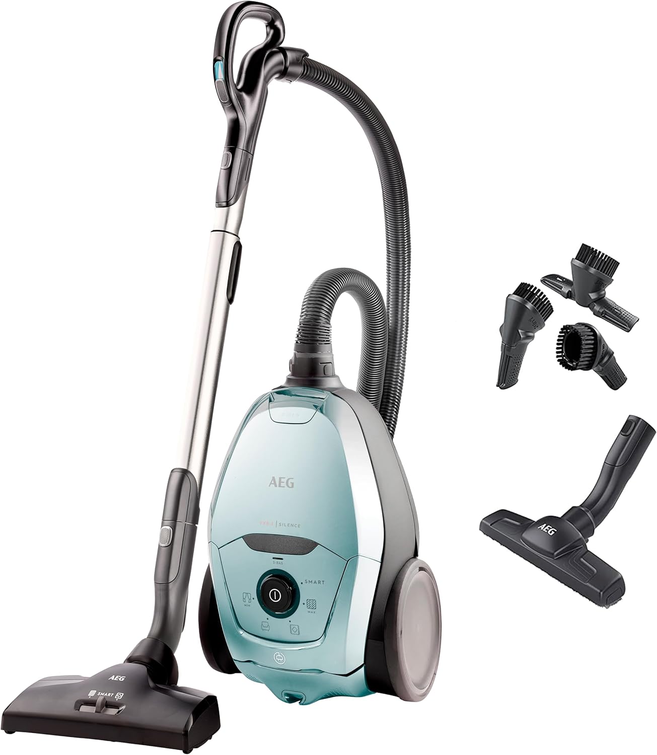 AEG VX82-1-KO Staubsauger / 75% Recyclingmaterial / autom. Saugkraftregulierung / extrem leise auch auf Teppich / Aufnahme von groen + kleinsten Partikeln / langes Kabel / 600W / schwarz