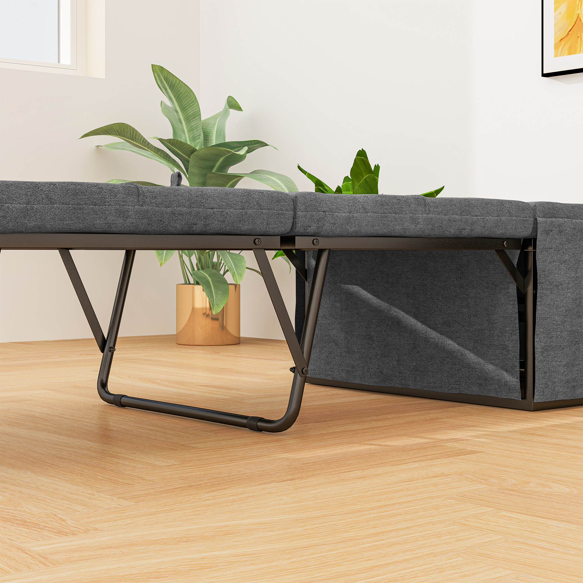 Opklapbaar Bed, met Matras en Stofhoes, 190 x 69 x 38,5 cm, Grijs