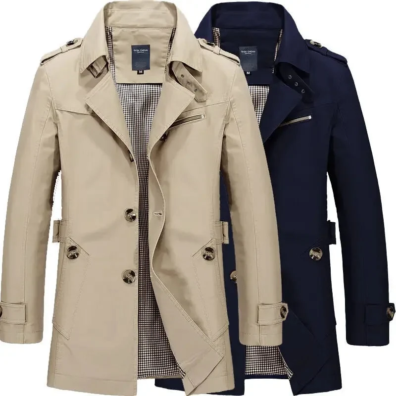 Herren Trenchcoat Klassisch | Leichter Sommermantel atmungsaktiv & wetterfest | Elegante ��bergangsjacke f��r Business & Freizeit