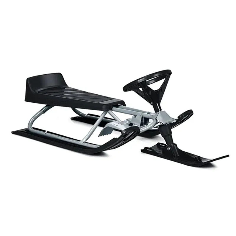 Snow Racer Sled, Ski Sled Slider Board with Twin Brakes