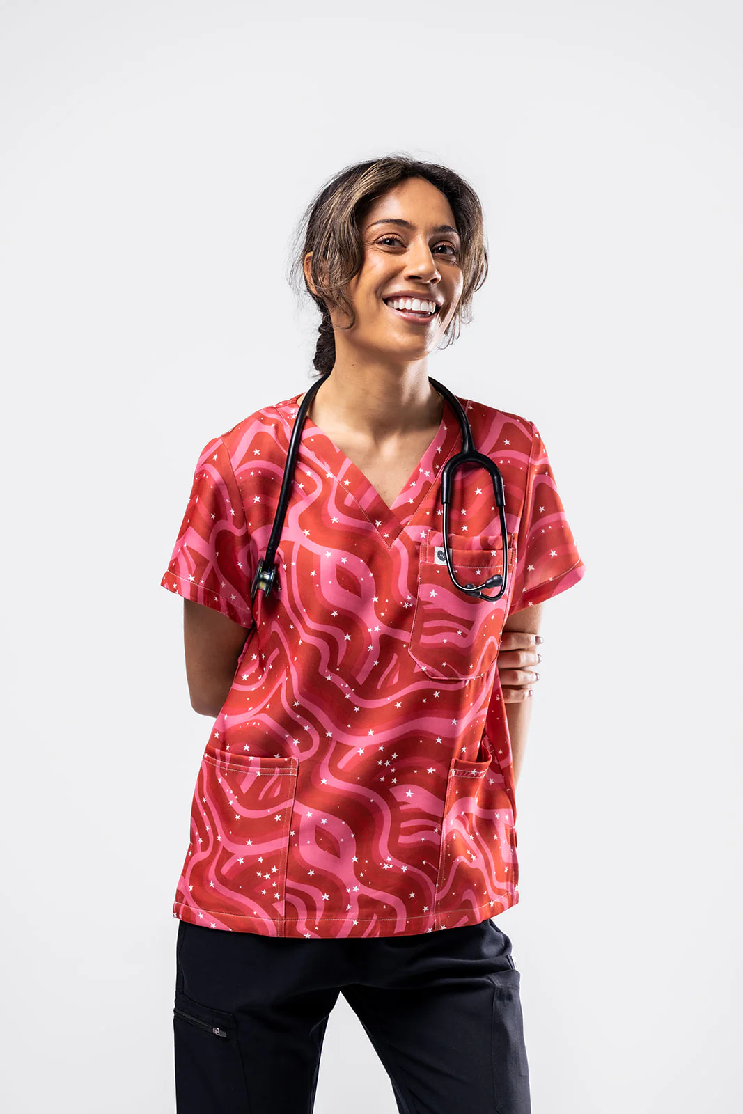 Retro Red Scrub Top