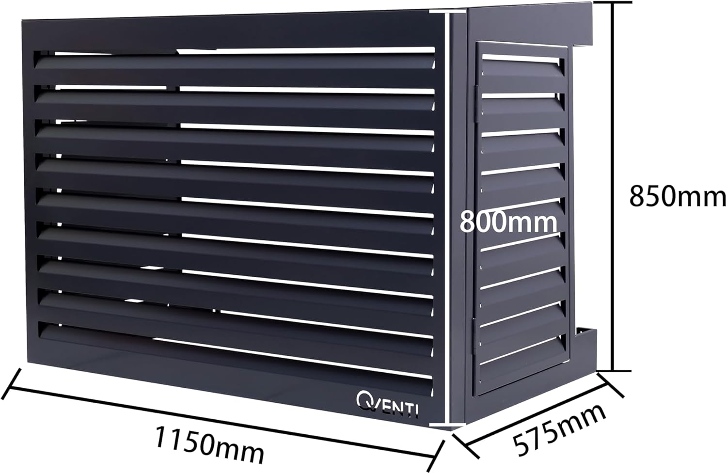 Qventi Abdeckung für Klimaanlage - Anthrazit/Grau - Aluminium - Schutzgitter - Verkleidung - Einfache Montage - Größe S - Außenmaße (LxBxH): 100 x 50 x 75 cm