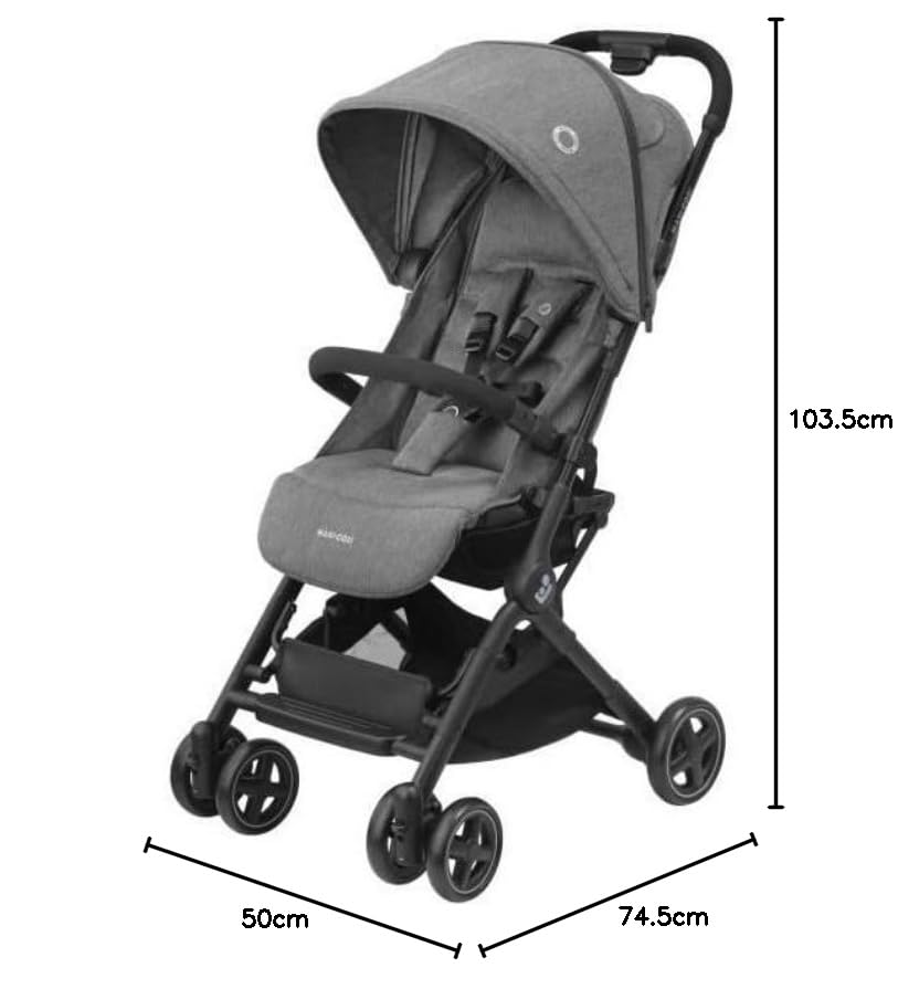 Maxi-Cosi Lara2 Baby Kinderwagen, 0–4 Jahre, 0–22 kg, federleichter, kompakter Buggy, 3 Liegepositionen, flache Liegeposition, klein zusammenklappbar, Schultergurt, Essential Graphite
