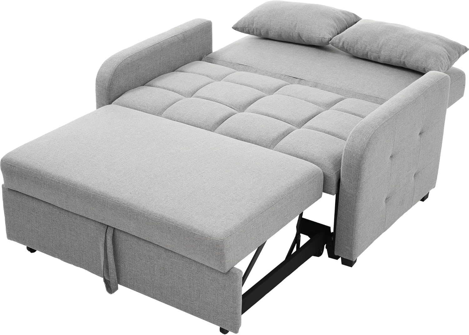 Zweisitzer Sofa mit Schlaffunktion, Verstellbares Rückenteil Sofa, klappsofa mit schlaffunktion, Komfort SofaBett für kleine Wohnungen Studentenwohnheime, 127x75 cm, Dunkelgrau