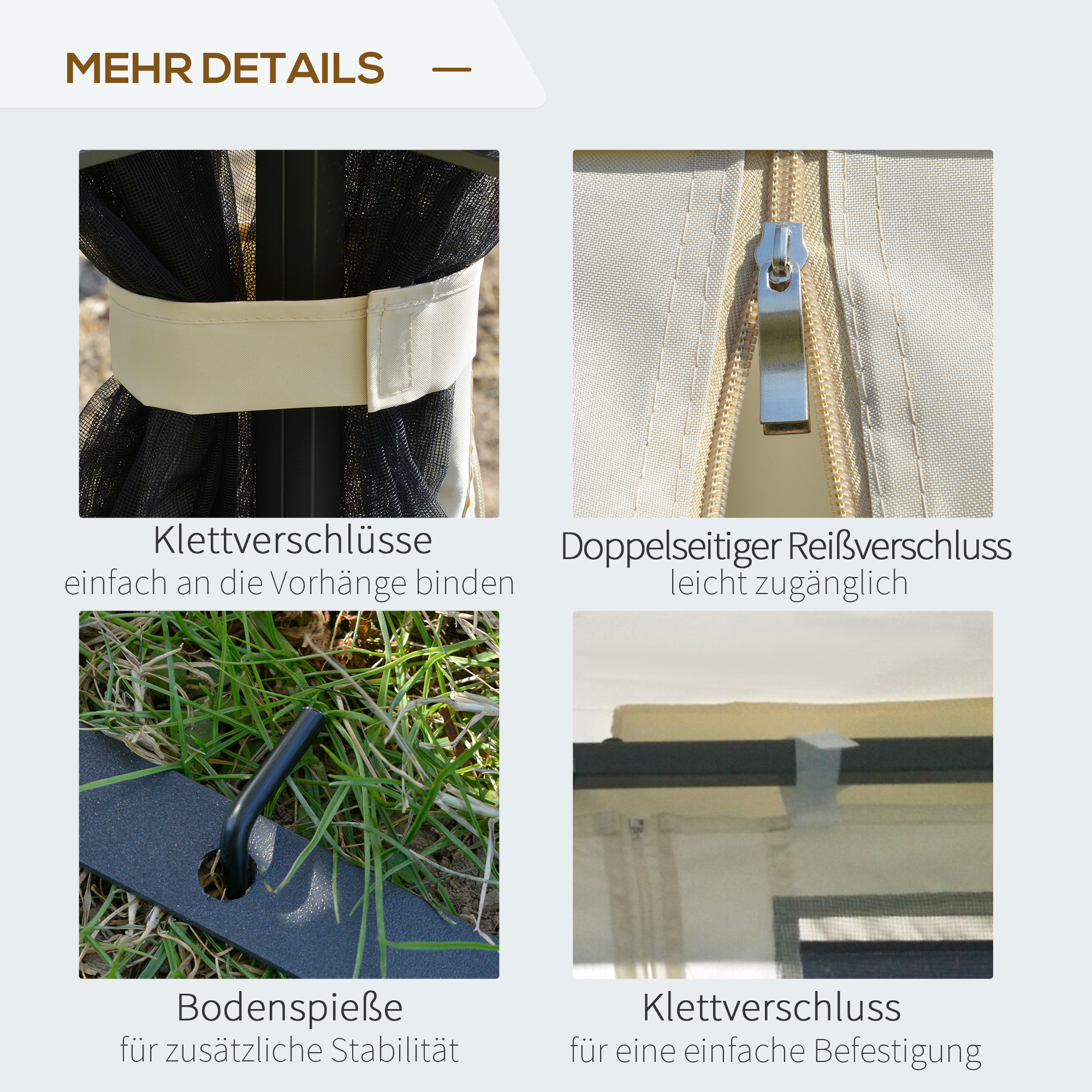 tuinprieel met dubbel dak tuinprieel partytent met 4 x zijwand metaal+polyester beige 2,99 x 2,99 x 2,74 m