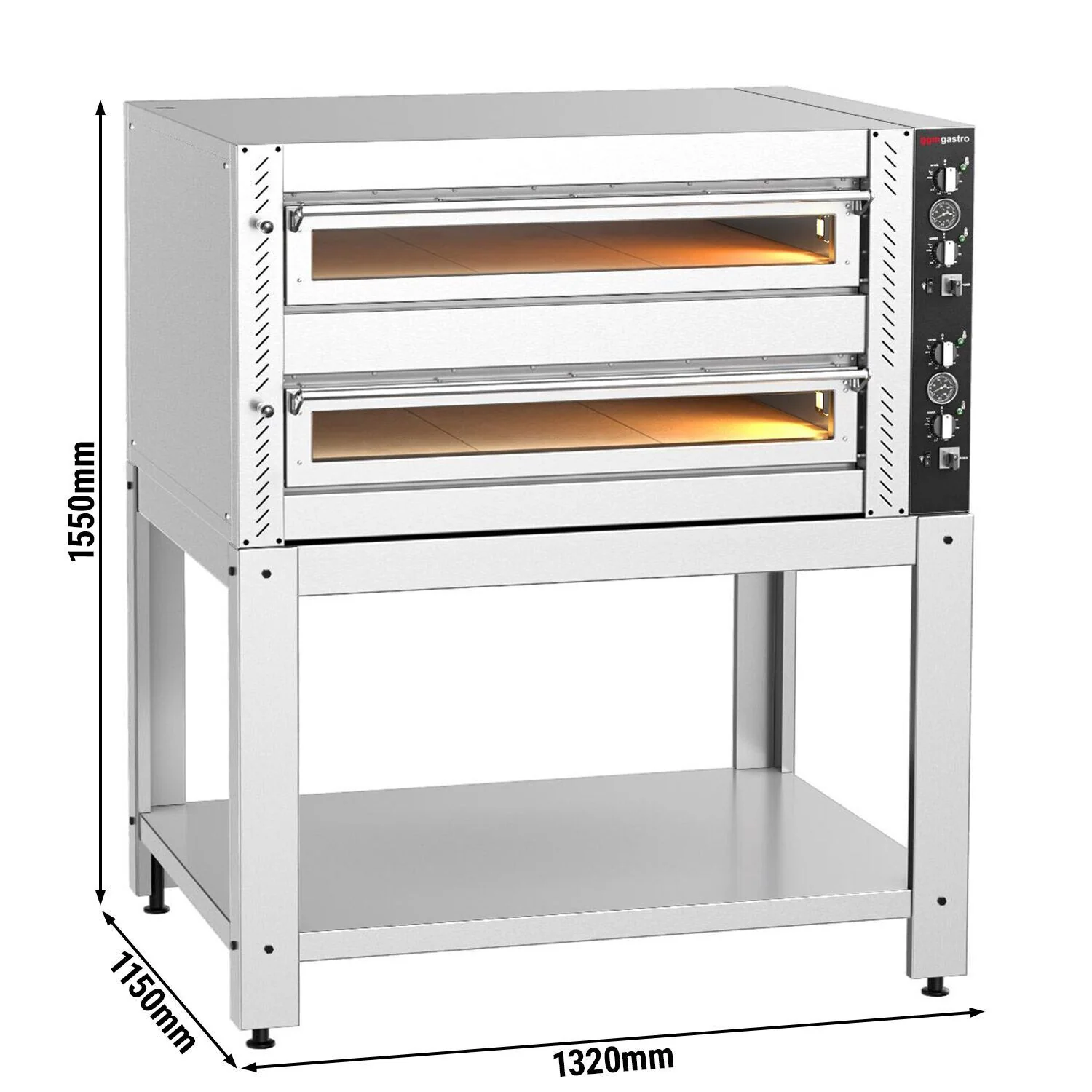 Elektrisk pizzaovn �C 9 + 9�� 30 cm �C manuell �C inkl. understell