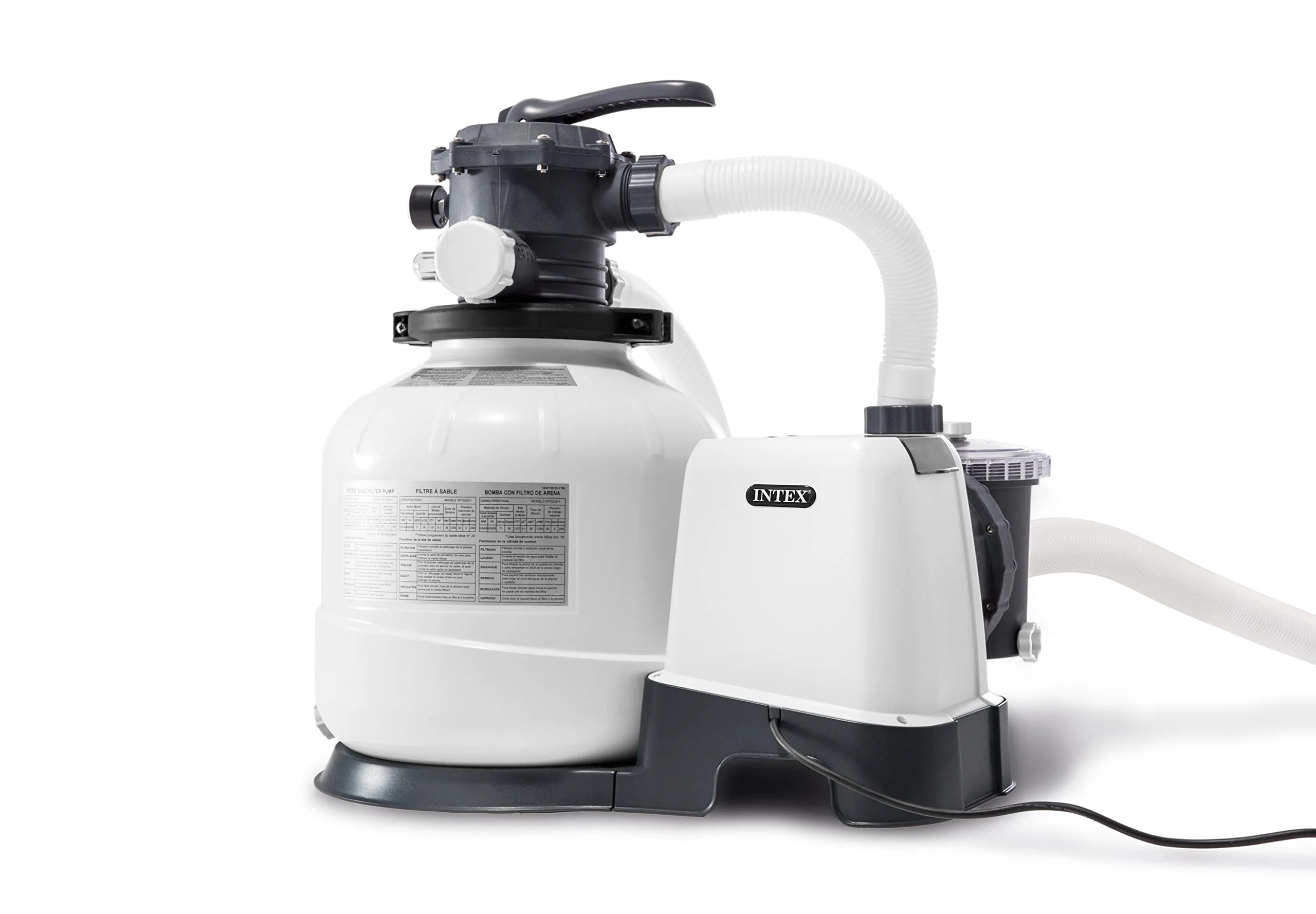 INTEX 26651EG SX3000 Krystal Clear Sand Filter Pump for Above Ground Pools, 16in, Light gray