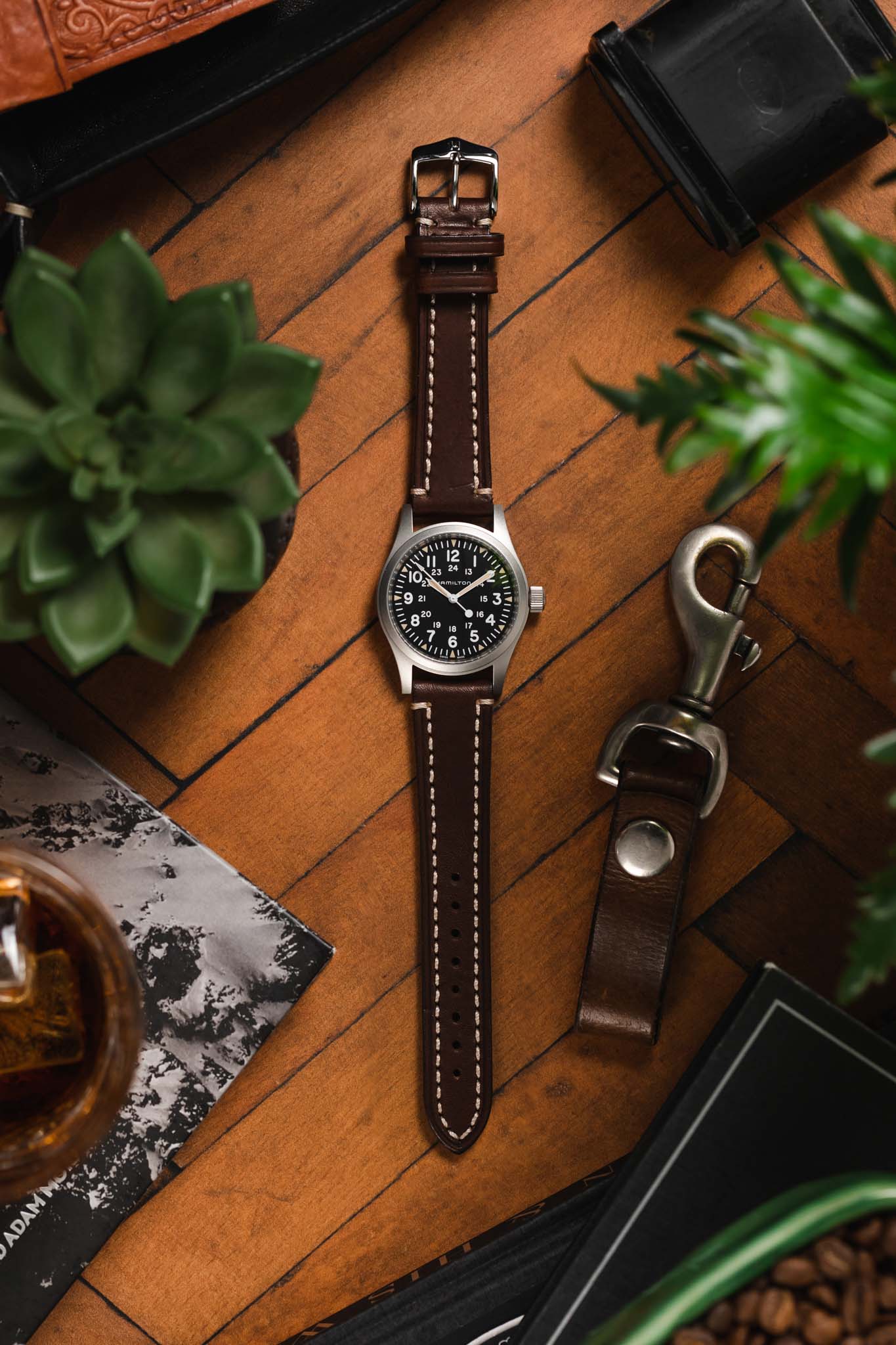 Hirsch LIBERTY Leather Watch Strap in BROWN