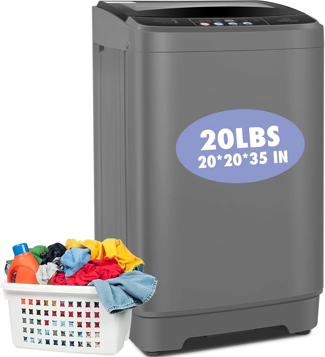 Nictemaw Portable Washing Machine. 20Lbs Capacity Full-Automatic Portable Washer Machine. 2.8Cu.ft Washer and Dryer Combo with Drain Pump. 10 Programs & 8 Water Levels for Apartment. Dorms. RV