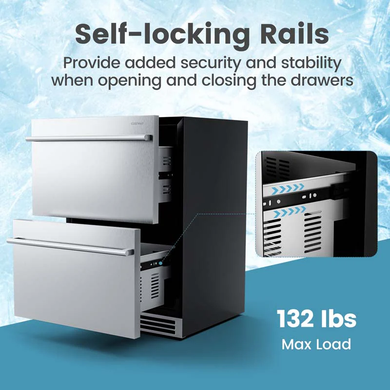 Eletriclife 24 Inch Under Counter Dual Drawer Fridge with 37�H-64�H Temperature Range