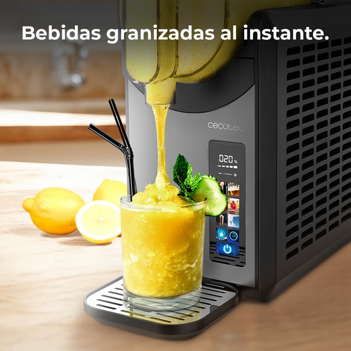 Cecotec 2.6L Twist&Ice 2600 Ice Slushy Machine 2.6L 220W, Drinks in 15-60mins, 1.9L for Ingredients, Touch Control, 6 Modes, Adaptable Cooling, Ergonomic Design, Dripless Nozzle