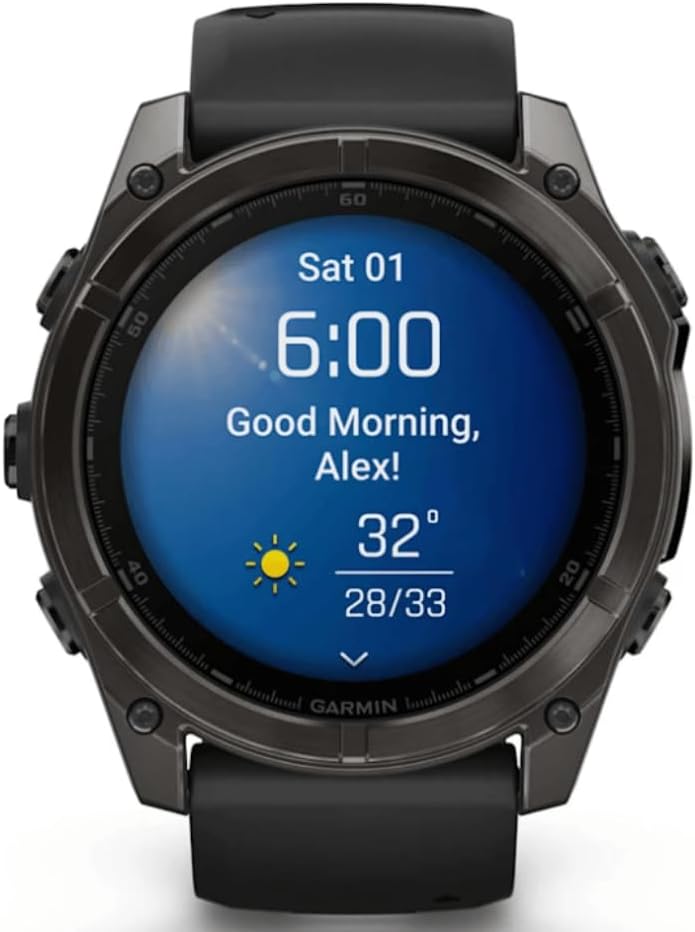 Amoled Smartwatch Fenix 8-51 MM | Premium Sportuhr mit integrierter LED-Taschenlampe, Lautsprecher und Mikrofon | Bis zu 29 Tage Akkulaufzeit im Smartwatch-Modus