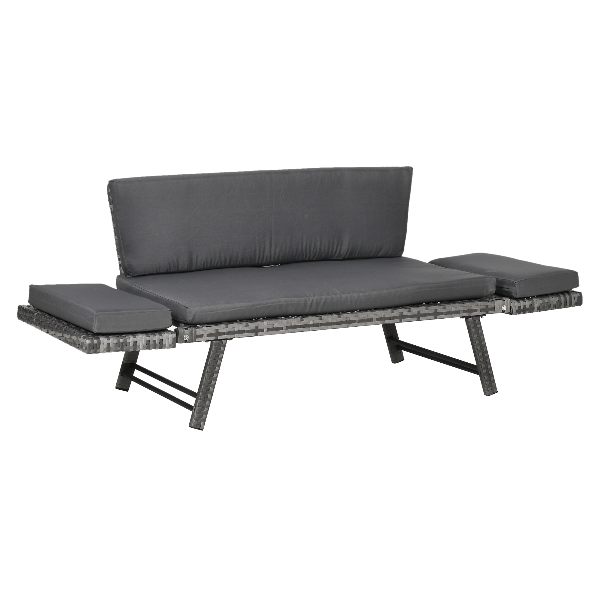 2-zits tuinbank met opklapbare armleuningen, grijs 129 x 66 x 67 cm