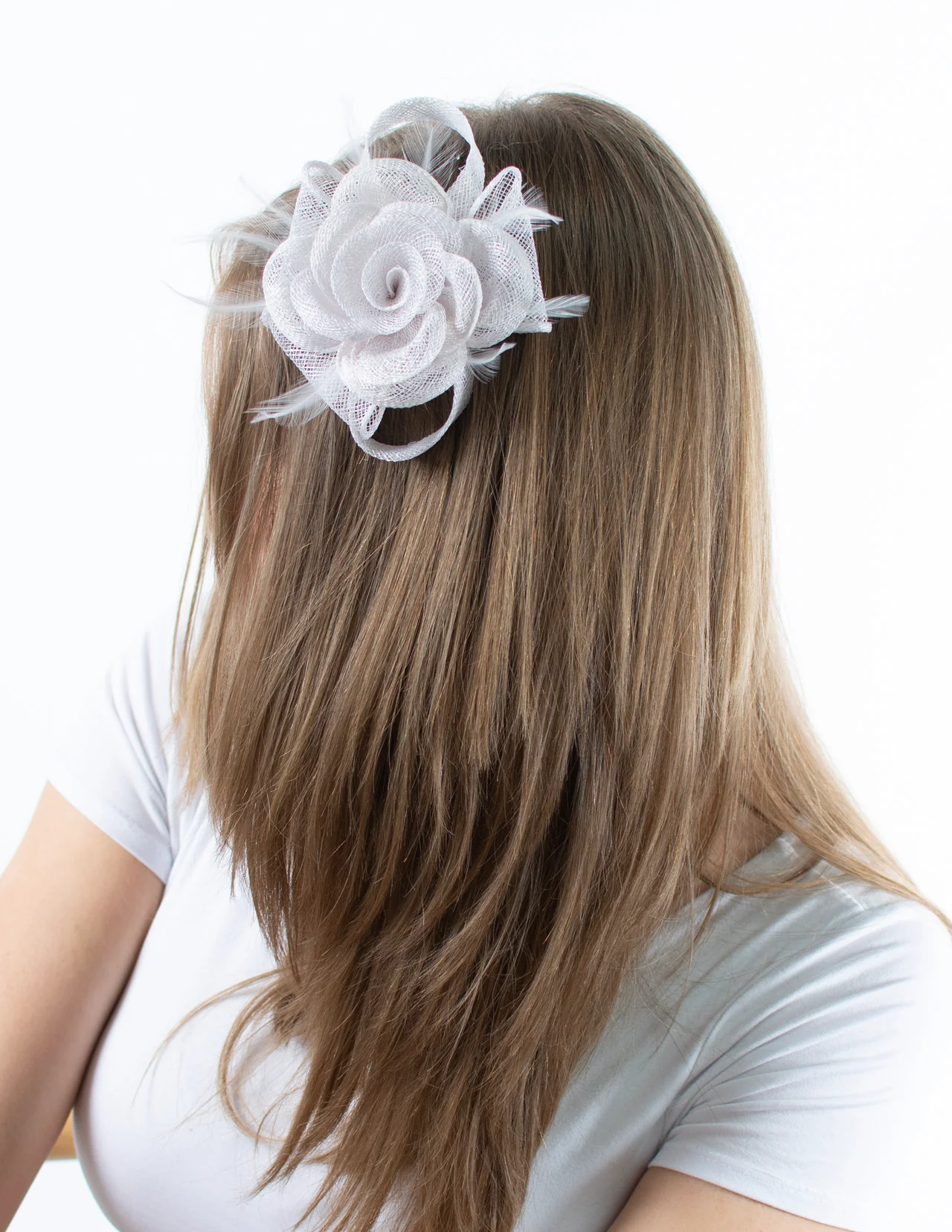Fascinator | Small Rose Brooch | White