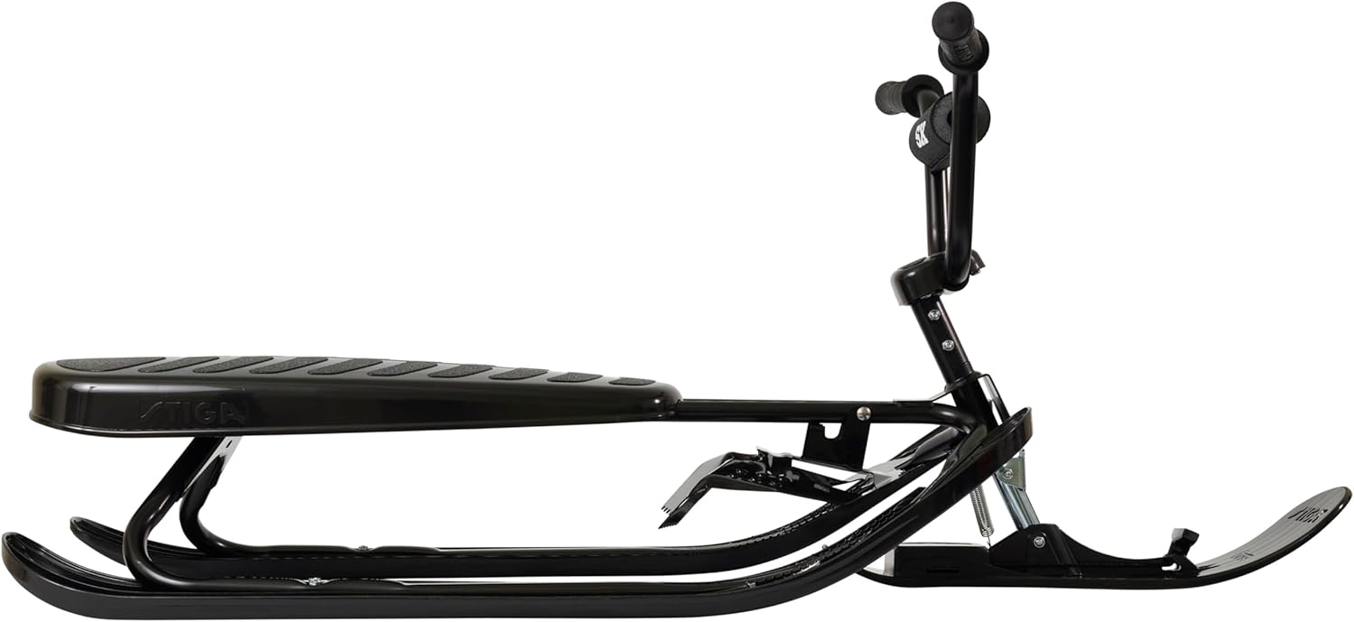 STIGA Snowracer Curve SX – Robuster Schlitten mit BMX-Lenker, Stahlrahmen, Bremse und Zugseilwinde – Lenkschlitten für Kinder ab 7 Jahren und Erwachsene, Max. 90 kg