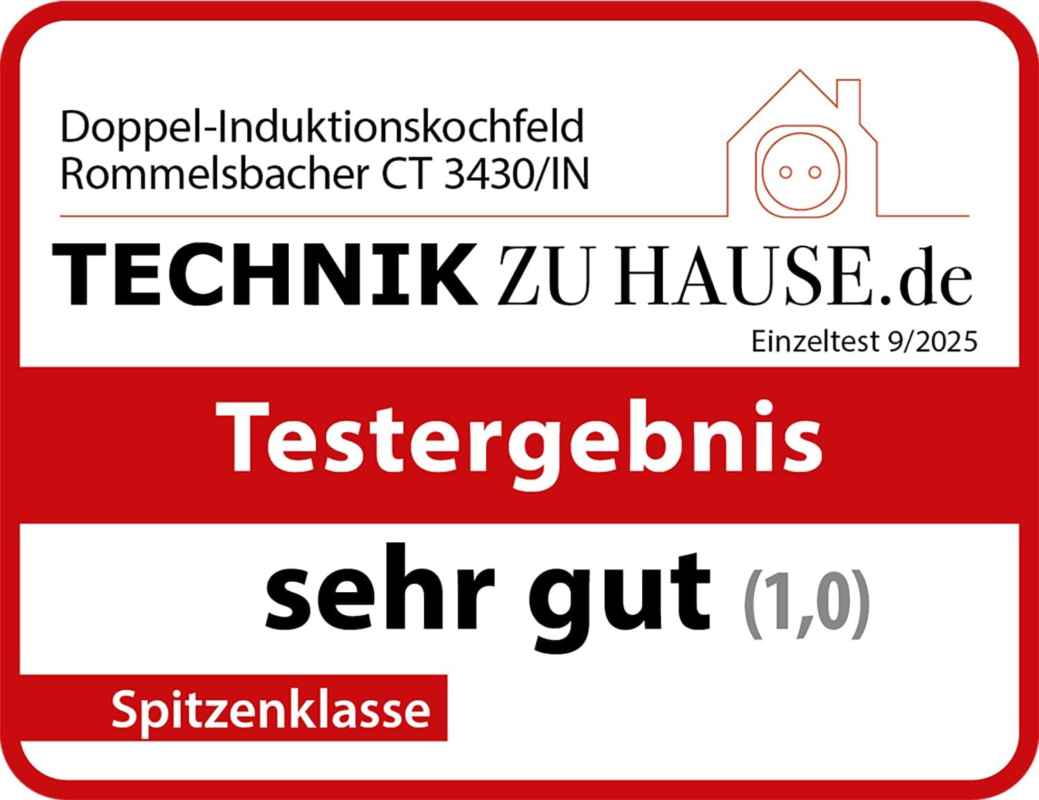 ROMMELSBACHER Doppelkochplatte CT 3430/IN, Induktion, vertikale Bauform, platzsparend, 2 Heizzonen, 10 Leistungssturen, 10 Temperaturstufen, Timer, Slider Touch & Touch Control