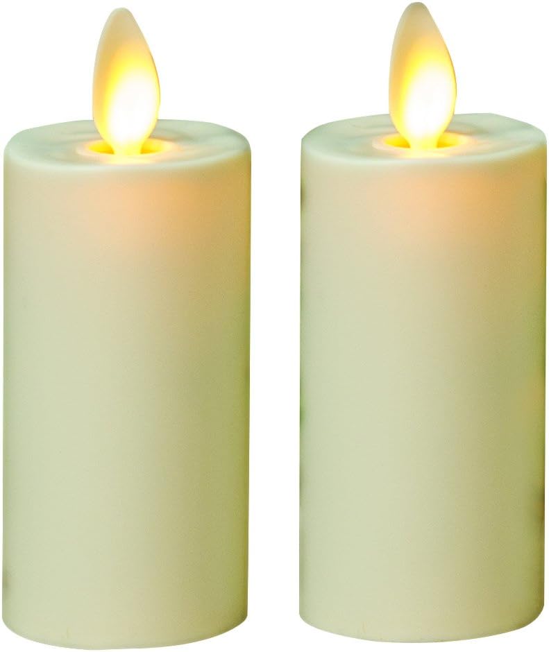 CWI Gifts Luminara Votivkerzen, LED-Stumpenkerze, 2 Stück, Wachs, elfenbeinfarben