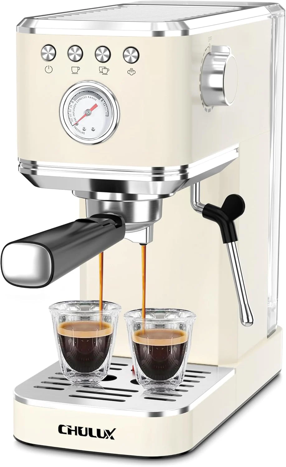 CHULUX Slim Espresso Machine with Milk Frother, 20 Bar Professional Italian Pump Espresso Coffee Machine