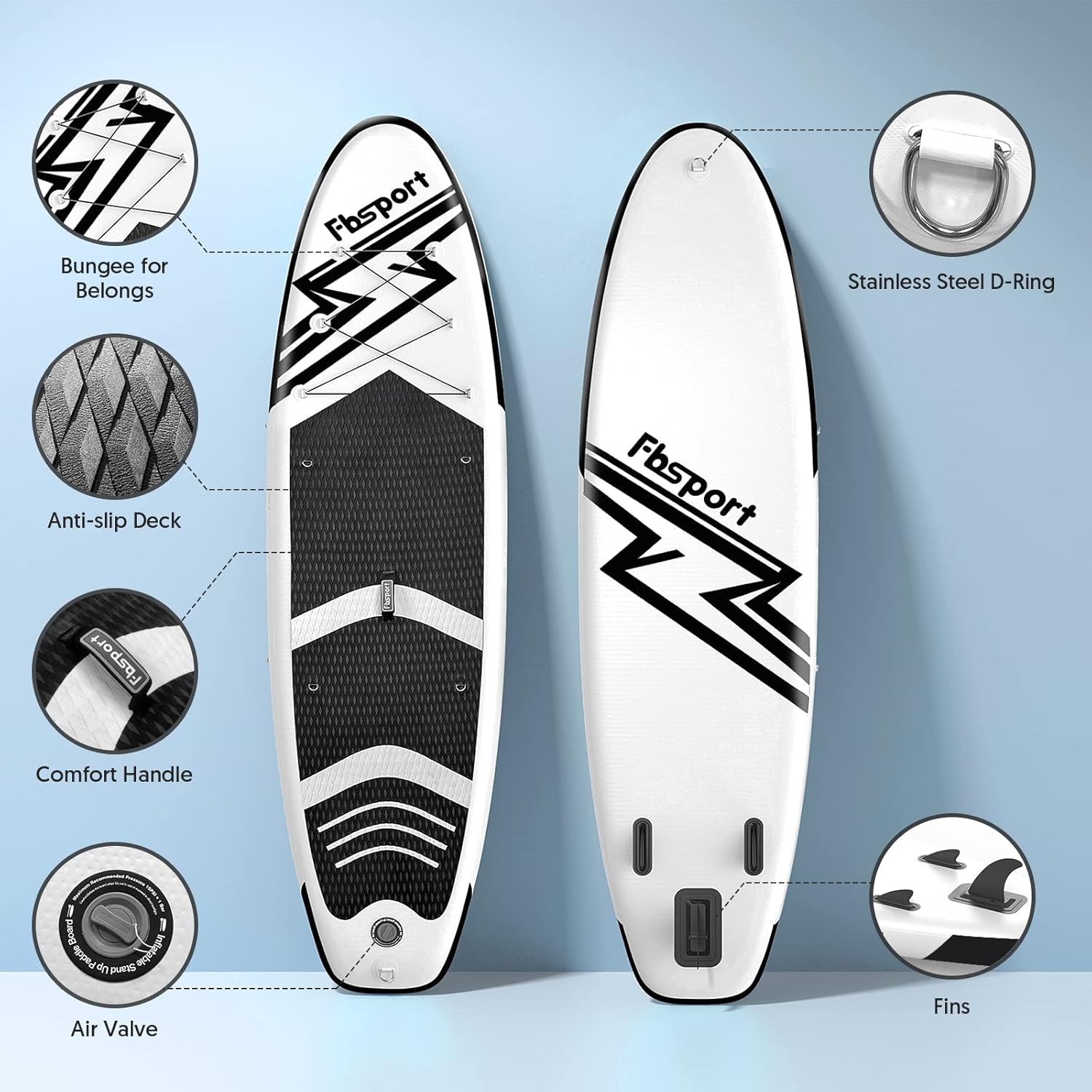 Premium-Stand-Up-Paddle-Board, Yoga-Board mit strapazierfähigem SUP-Zubehör und Tragetasche | Breiter Stand, Surf-Kontrolle, rutschfestes Deck, Leine, Paddel und Pumpe für Jugendliche und Erwachsene