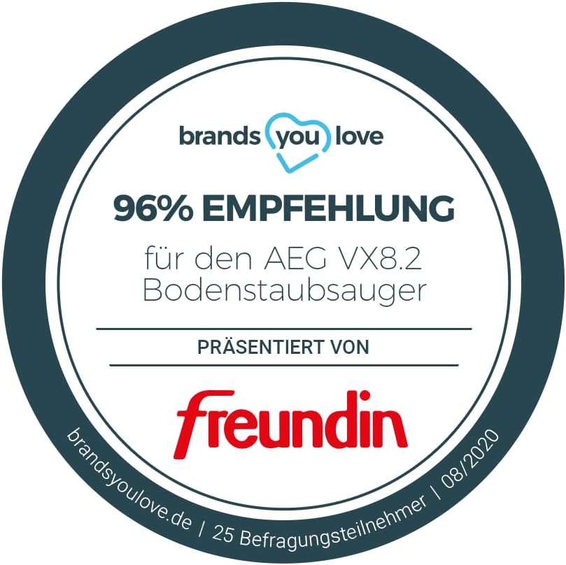 AEG VX82-1-KO Staubsauger / 75% Recyclingmaterial / autom. Saugkraftregulierung / extrem leise auch auf Teppich / Aufnahme von groen + kleinsten Partikeln / langes Kabel / 600W / schwarz