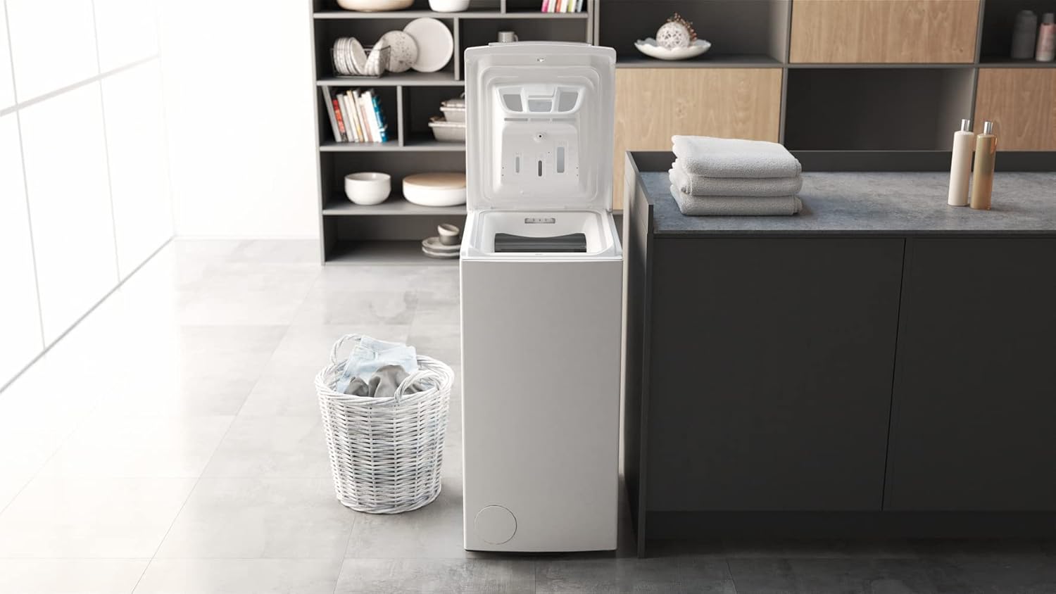 Bauknecht WMT Pro Eco 6ZB Toplader-Waschmaschine / 6 kg / 1200 UpM/Antiflecken-Programm/FreshFinish/ZEN Technology/Startzeitvorwahl/SoftOpening/Kurz 30'/ 15° Green& Clean