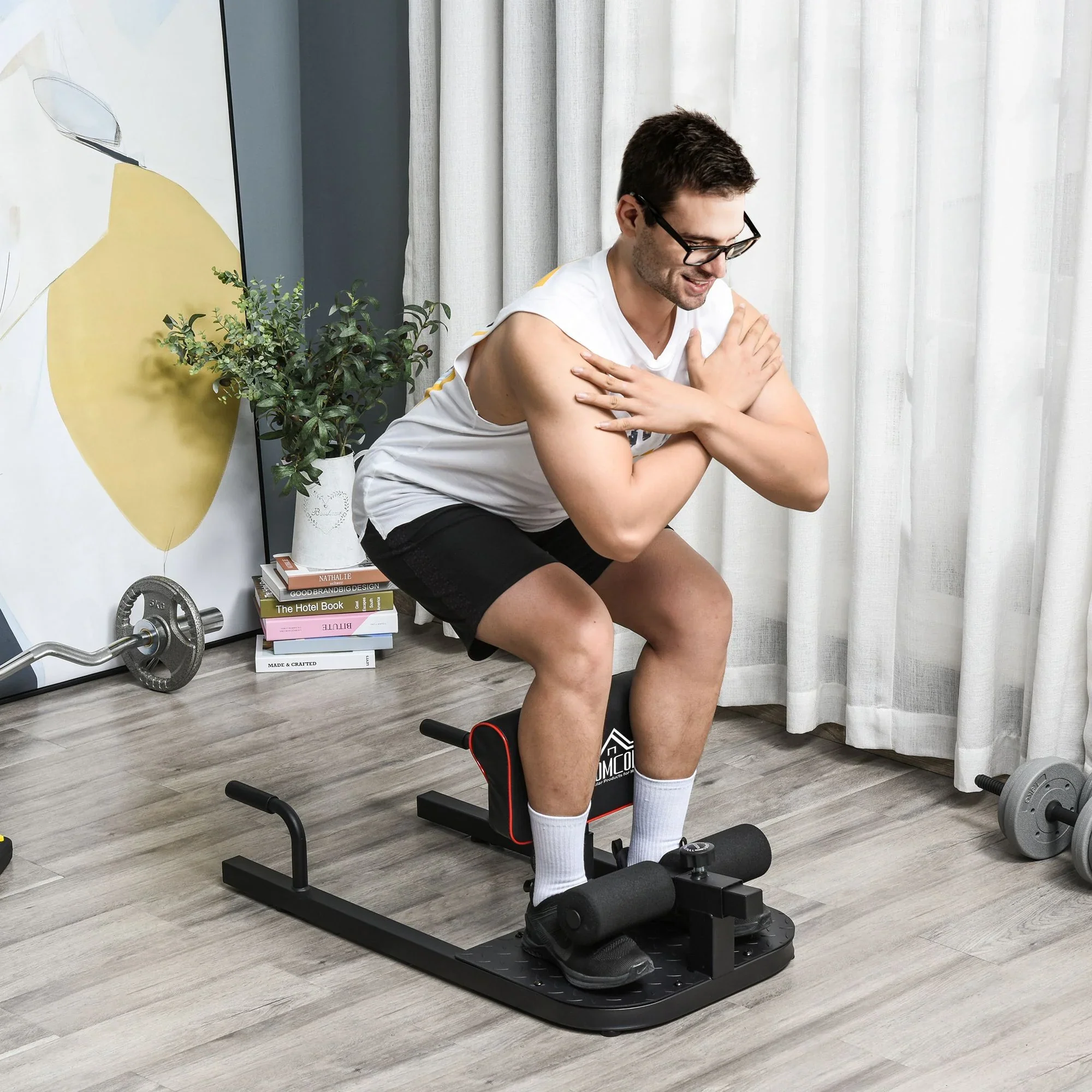 HOMCOM Sissy Squat Kniebuigtrainer 3-in-1 in hoogte verstelbaar