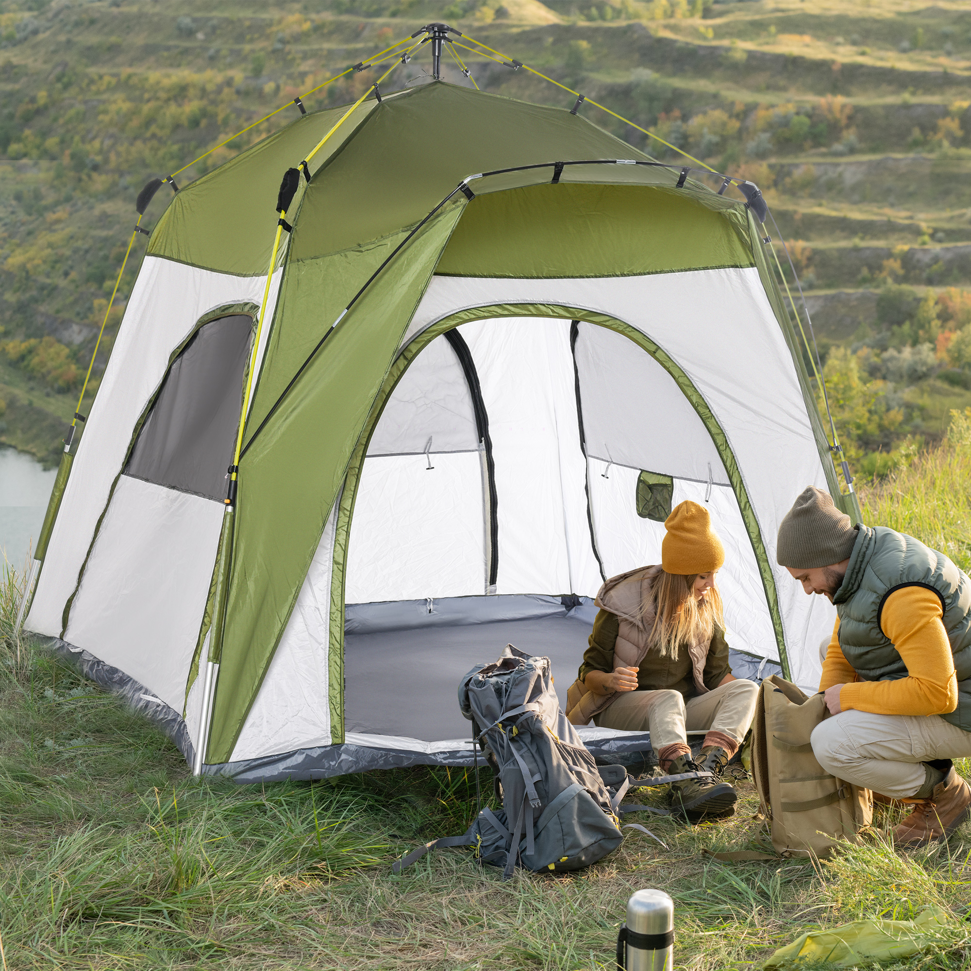 bivvy tent is aluminium glasvezel 195cm x 240cm x 240cm