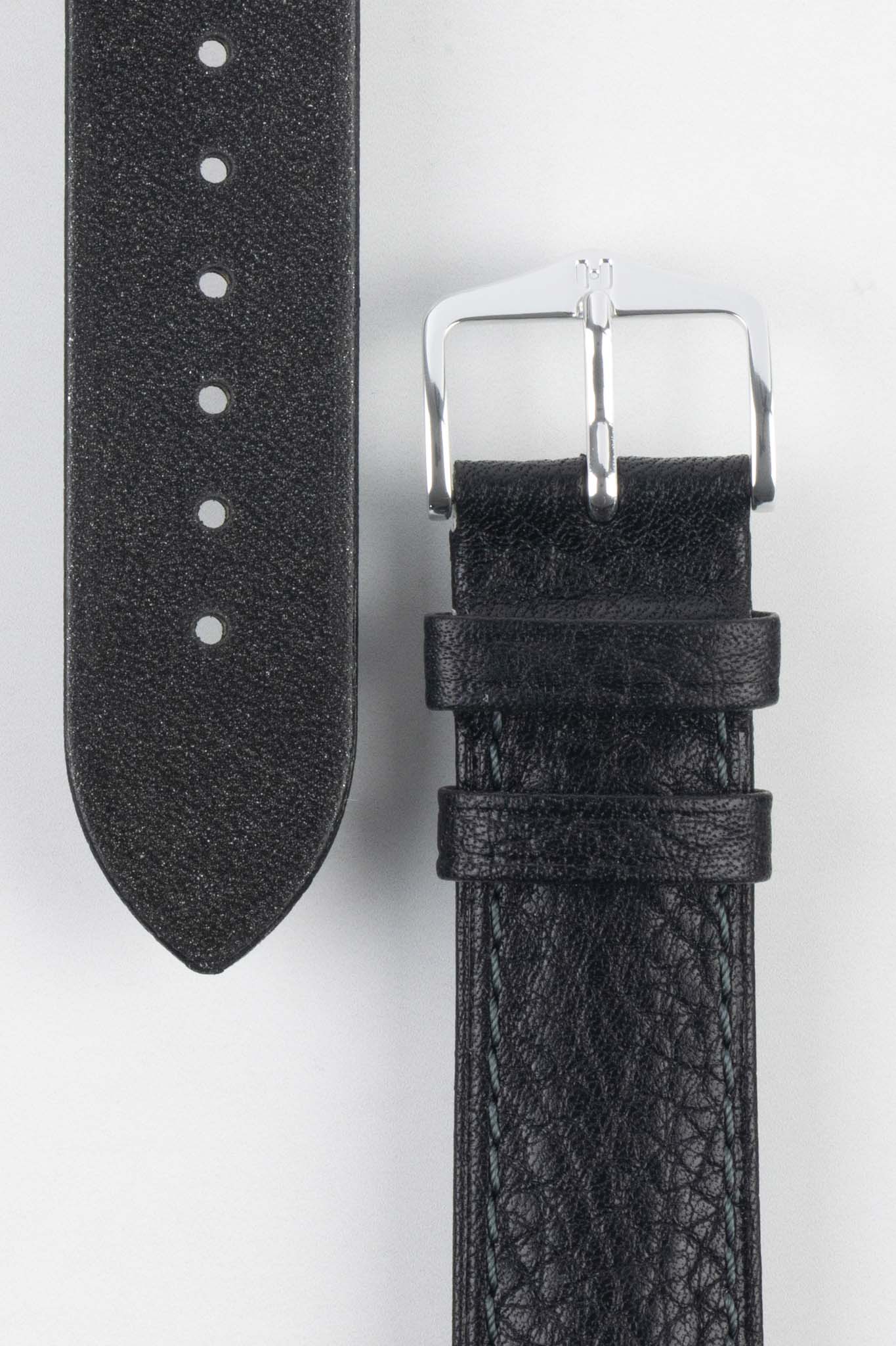 Hirsch CAMELGRAIN Open-Ended No-Allergy Leather Watch Strap in BLACK