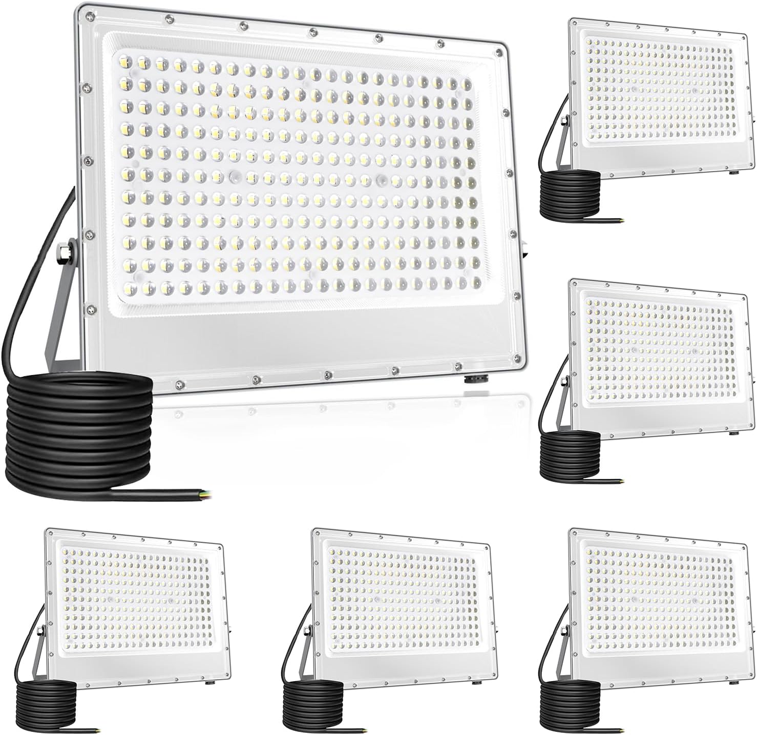 LED Strahler Außen,200W LED Scheinwerfer Innen,Kaltweiß 6500K 288 LEDs Flutlicht Werkstattlampe,IP65 Wasserdicht Wandleuchte Draußen Fluter,20000LM Baustrahler für Garten,Keller,Terrasse-6PCS