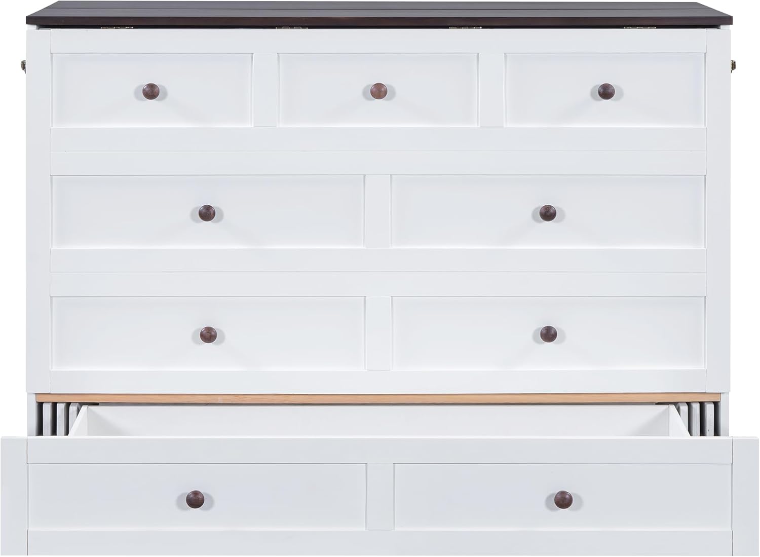 Schrankbett, 140 x 200, Mobiles Schrankbett mit Schubladen am Bettende und Regal am Kopfende des Bettes, mit USB und Steckdose, Umbaubares Plattformbett, Ohne Matratze, weiß