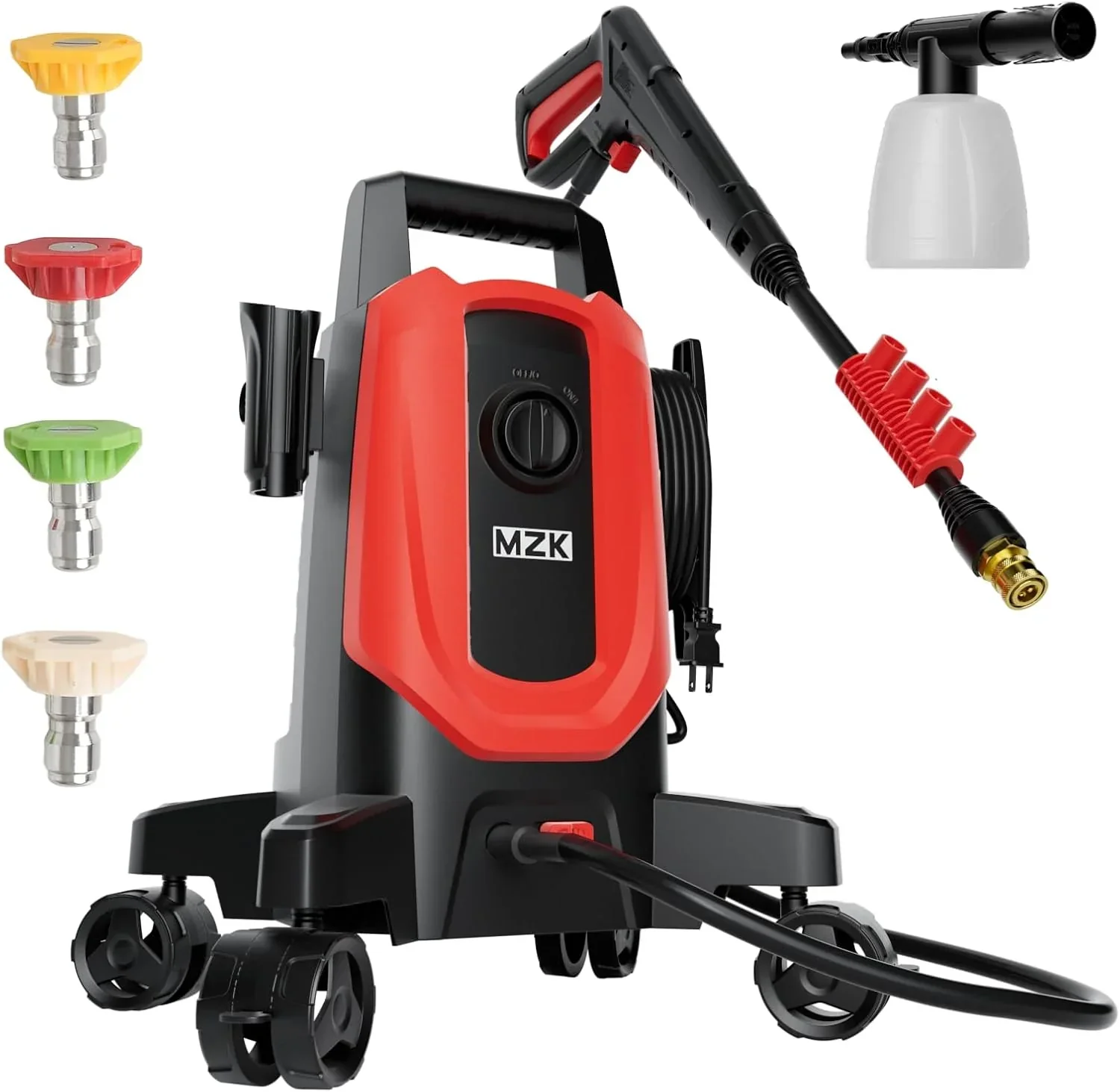 MZK electric high-pressure cleaner with 360掳 quick-connect nozzle and replaceable foam cannon