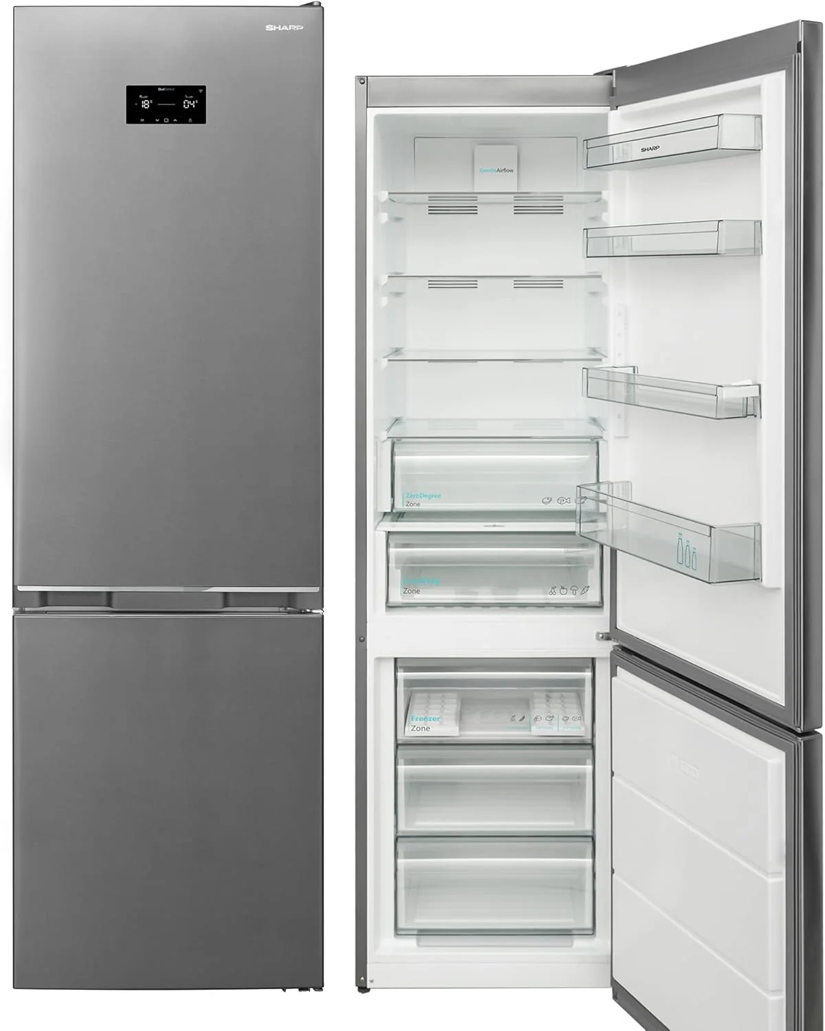 Sharp SJ-BA20DHXIC-EU Koelkast Koelvriescombinatie NoFrost Inox Look