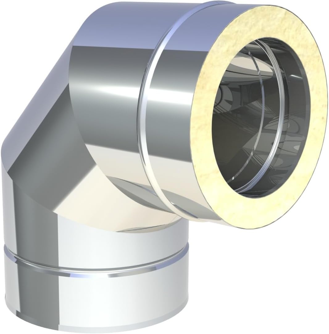 Jeremias DW-FU Doppelwand Edelstahl Abgassystem Winkel 87 Grad Innendurchmesser 250 mm CE zertifiziert für Öl Gas Festbrennstoffe