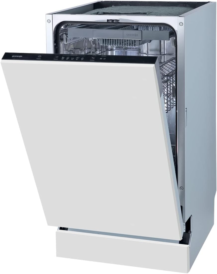 Gorenje GI 520 E15X Teilintegrierbarer Geschirrspüler / 45cm / 9 Maßgedecke / 5 Programme / 1h Reinigungsprogramm / höhenverstellbarer Oberkorb / vollständiger Überlaufschutz, Eingebaut, Edelstahl