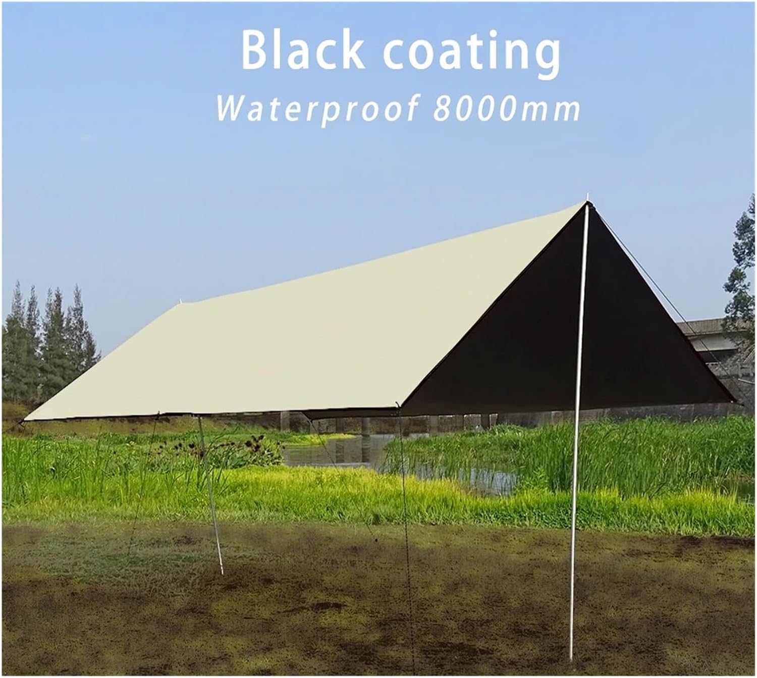 Wasserdichte Outdoor-Campingplane, Sonnenschutz, 3 x 3 m, ideal für Strand, Picknicks und Sonnenschutz (Kit A – kein Zubehör)