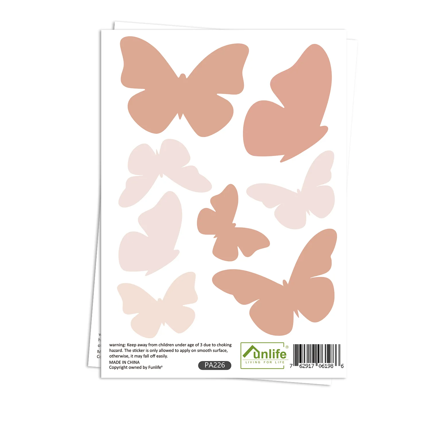 Boho Pink Butterfly Wall Stickers for Baby Room, Butterfly Nursery Wall Decals