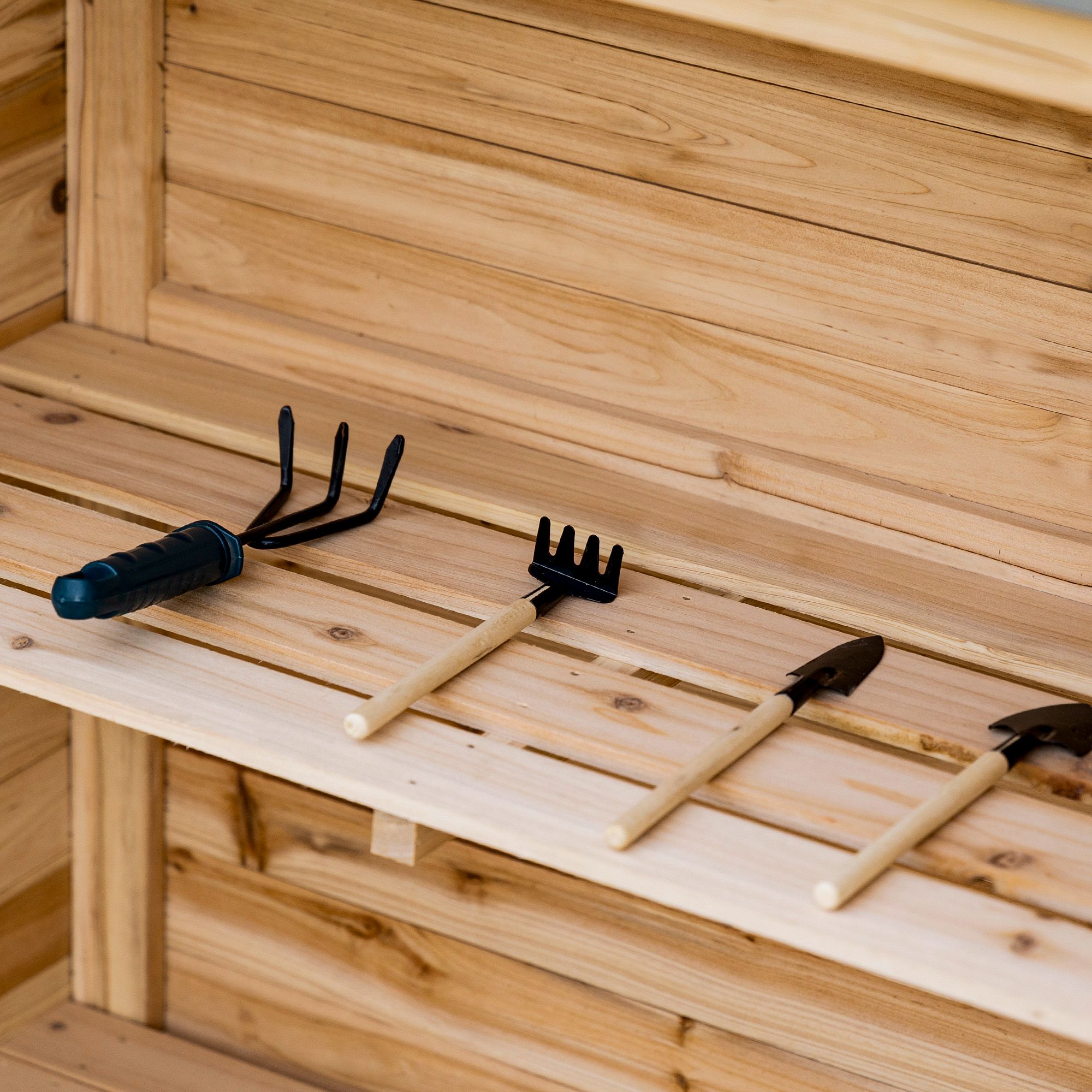 tuinkast houten apparatuur kast kast met 2 planken nature
