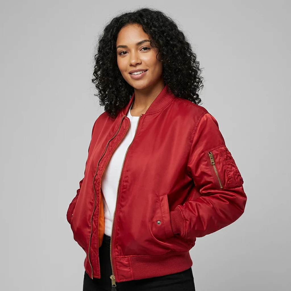 Klassische Bomberjacke f��r Damen in Satin-Optik mit Utility-Details �C Sportlich elegante ��bergangsjacke f��r Freizeit und Alltag
