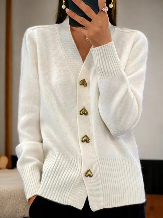 Damen Strickjacke mit V-Ausschnitt | Warmer Cardigan aus hochwertigem Grobstrick | Bequeme Passform f��r Alltag und B��ro