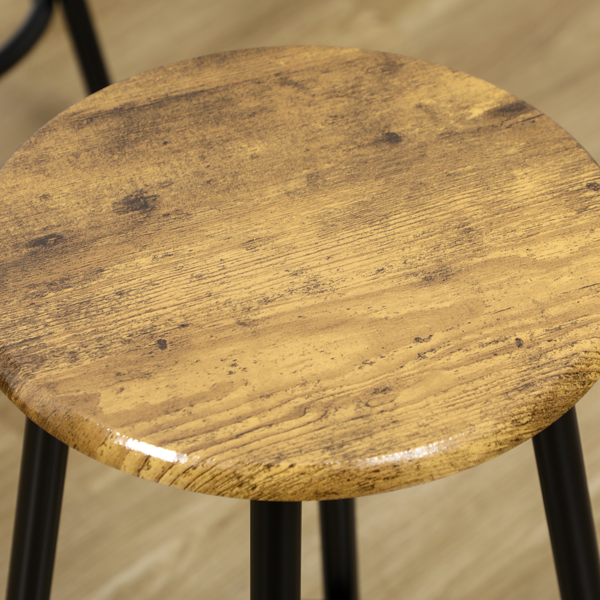 5-delig. Bartafelset met industrieel design, 1 bartafel, 4 barkrukken, bankstel, aanrecht, zwart+bruin