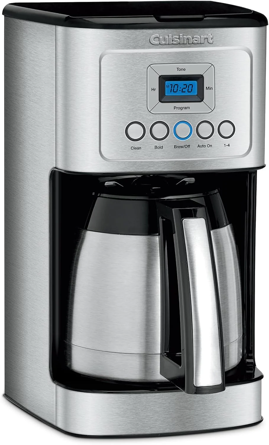 Cuisinart 12-Cup Coffee Maker. Programmable PerfecTemp Thermal Carafe Coffee Machine with 1-4 Cup Setting. Brew Strength Control and Brew Pause. Stainless Steel. DCC-3400NAS. Silver