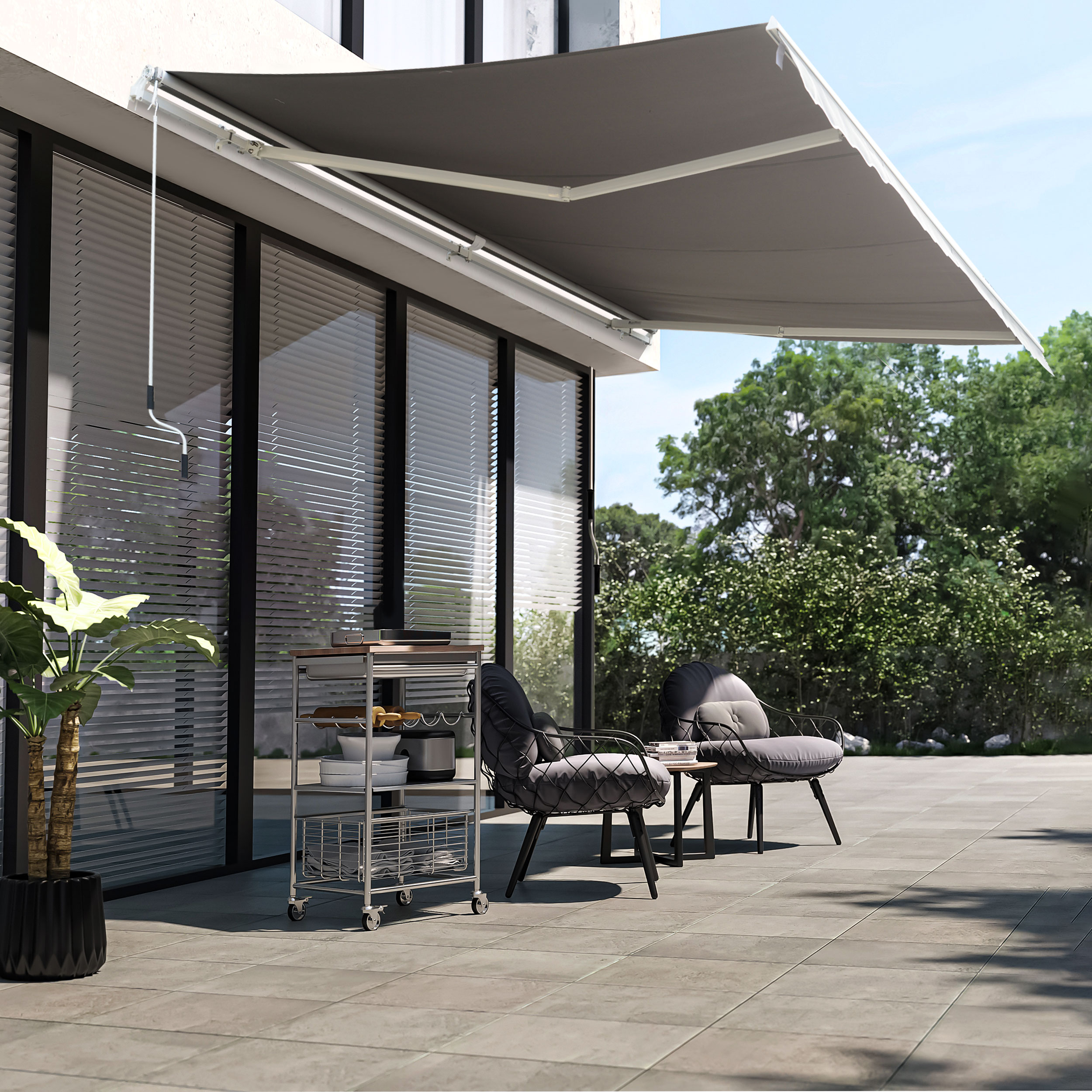 Outsunny Luifelslinger incl. afstandsbediening knikarmluifel balkon aluminium 5 x 3 m