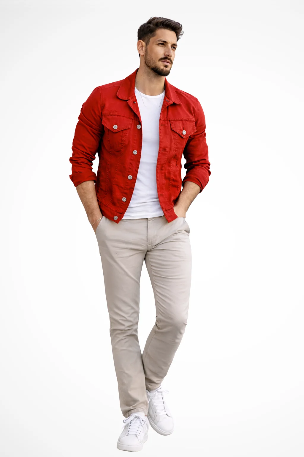 Herren Jeansjacke Slim Fit | Klassische Denim Jacke mit Knopfleiste und Brusttaschen | Strukturierte ��bergangsjacke f��r M?nner